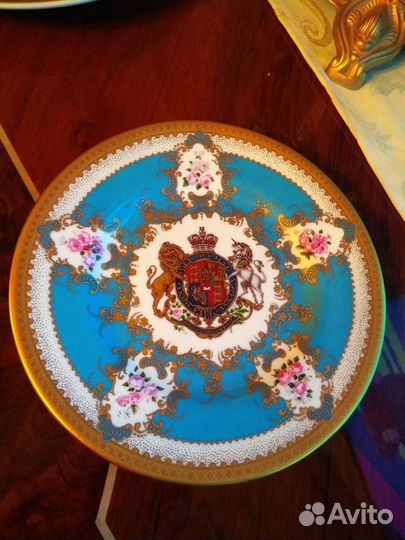 Антикварная тарелка фарфор золотая роспись