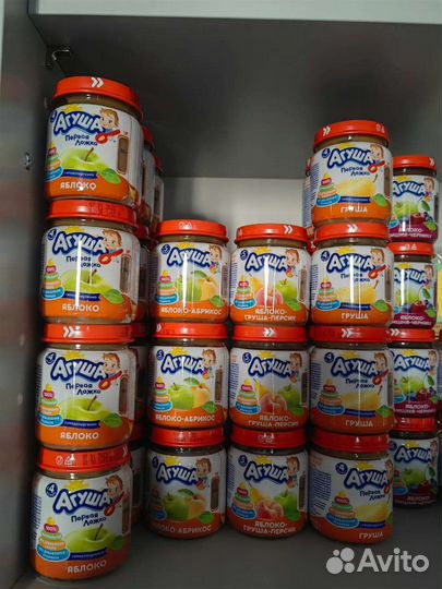 Фруктовое и овощное пюре,каши агуша молочная кухня