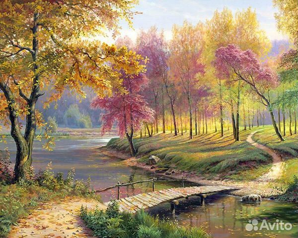 Алмазная мозаика 40x50 Осенний красивый пейзаж
