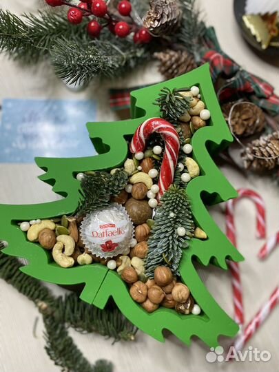 Ореховый бокс елочка на новый год подарок