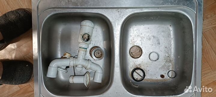 Мойка двухсекционная бу с сифоном