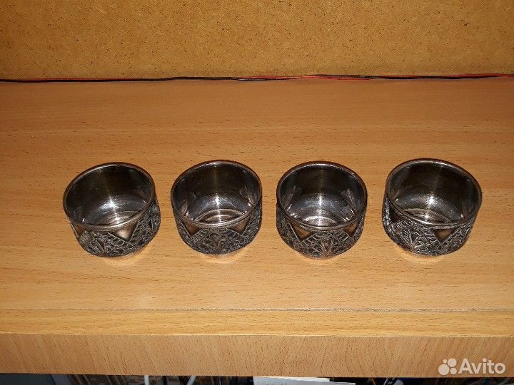 Стопки. Мельхиор, серебрение, скань, чернение