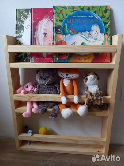 Полка для книг игрушек мелочей монтессори