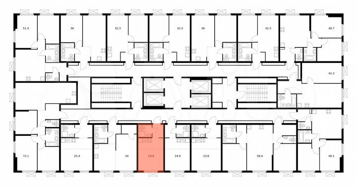 Квартира-студия, 19,8 м², 21/33 эт.