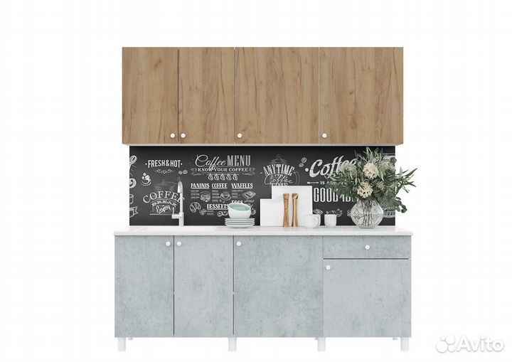 Кухня point 200 Крафт золотой/ бетон