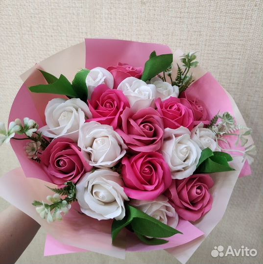 Мыло ручной работы, букеты из мыльных роз