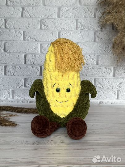 Вязаные игрушки ручной работы Кукуруза плюшевая