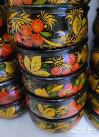 Посуда хохлома СССР пиалы, плошки, стопки, стаканы