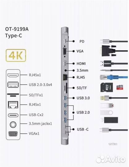 Многофункциональная Док-Станция 14в1 USB-C
