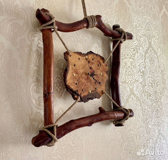 Часы из коряг и дерева, 50*50