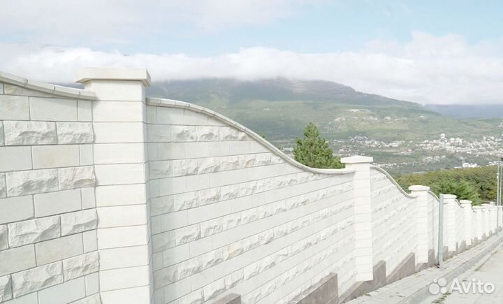 Заборный блок натуральный белый камень