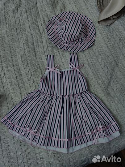 Платье с панамой для девочки хлопок