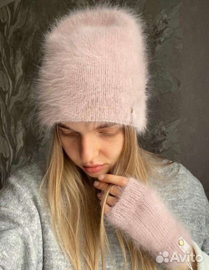 Шапочка бини + митенки