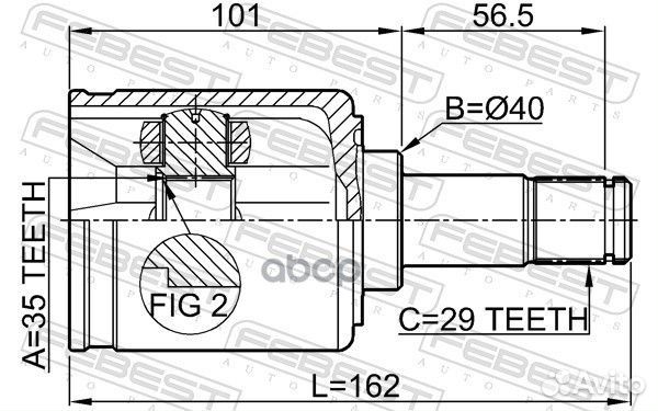 ШРУС внутренний левый к-кт Acura MDX (YD2) 07-13