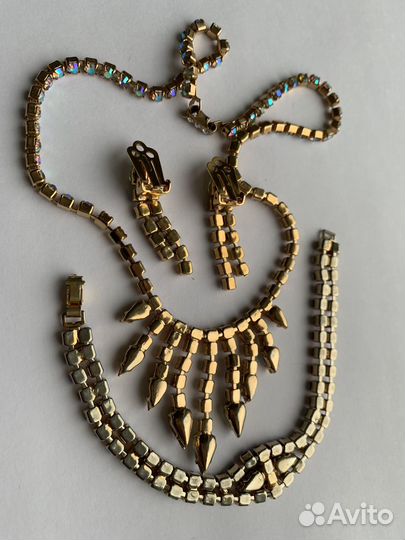 Колье клипсы браслет Чехословакия Аврора бореалис