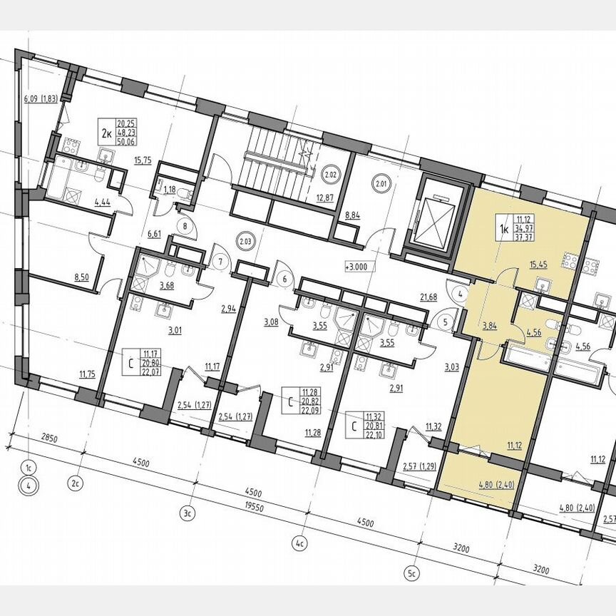 1-к. квартира, 37,4 м², 2/12 эт.