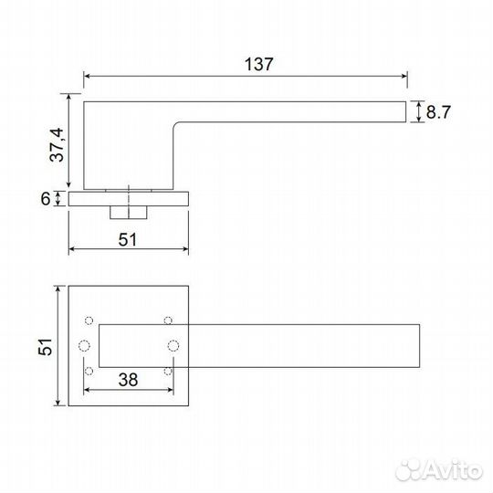 Ручки дверные Code Deco Slim H-30115-A-GMS, сат. з