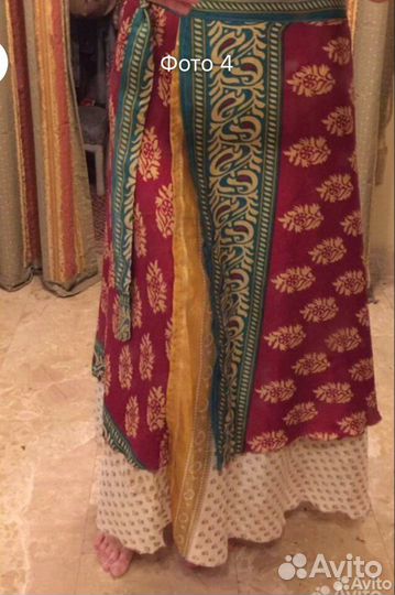 Юбка макси, на запахе, из винтажных сари, Индия