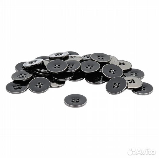 Black/P черный с черным никелем RB z-93 Пуговица 28L (18мм), 4 прокола пластик (Black/P черный с чер