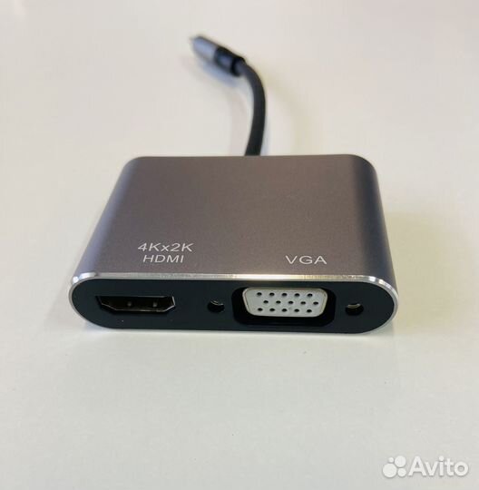 Хаб/концентратор hub Type-c - hdmi (4K) + VGA