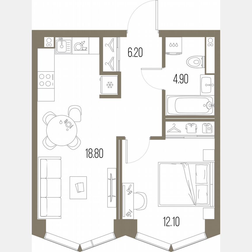 1-к. квартира, 42 м², 4/34 эт.