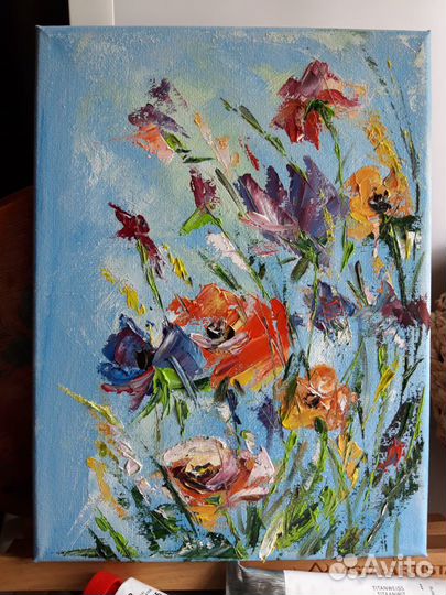 Картины маслом. Абстракция. Цветы