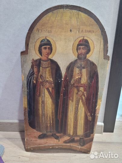 Икона старинная Борис и Глеб