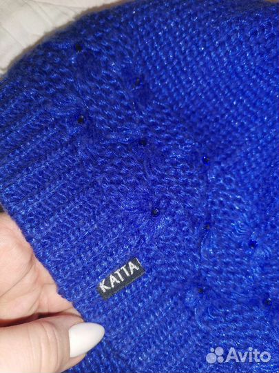 Шарф шапка синяя