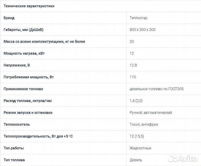 Предпусковой подогреватель Теплостар 14тс
