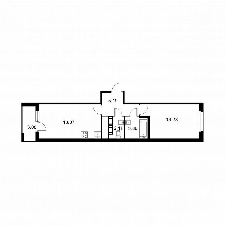 1-к. квартира, 44,9 м², 7/9 эт.