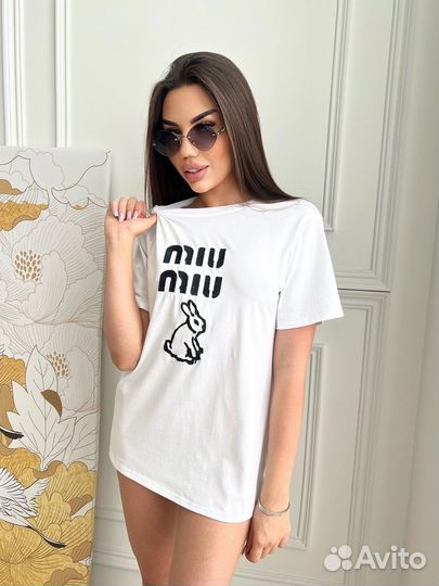 Футболка женская оверсайз miu miu новая