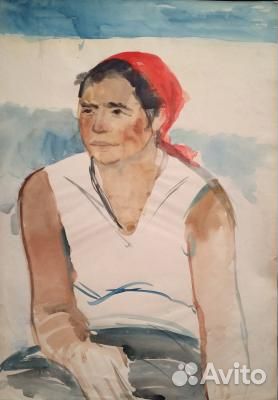 Картина. Работница в красной косынке. Донбасс