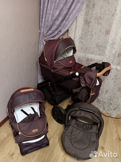 Коляска adamex massimo 3 в 1 кожа+текстиль