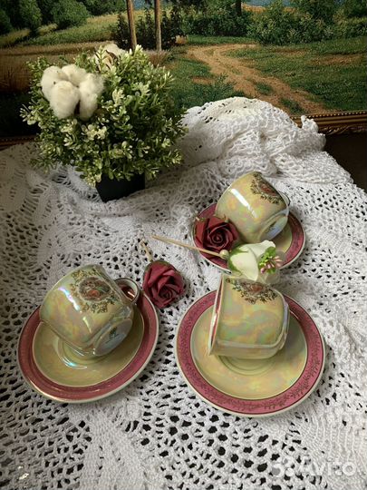 Чайные чашки мадонна ГДР. (Розовая) Фортуна