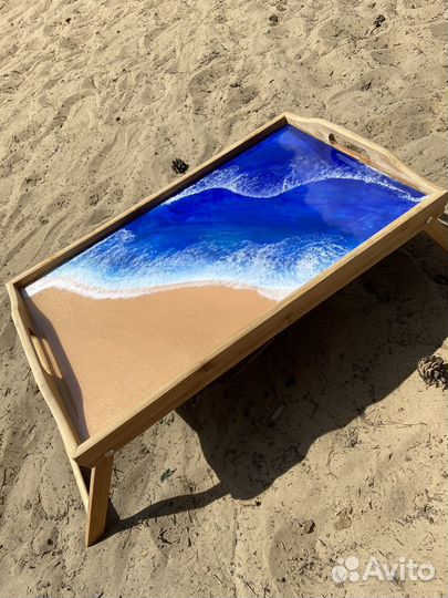 Столик поднос складной с эпоксидной смолой