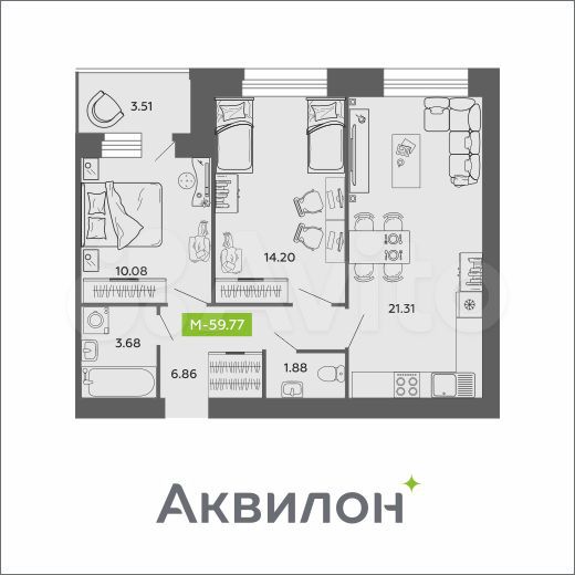 3-к. квартира, 60 м², 11/11 эт.