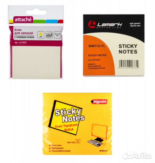 Бумага для заметок с липким краем, стикеры