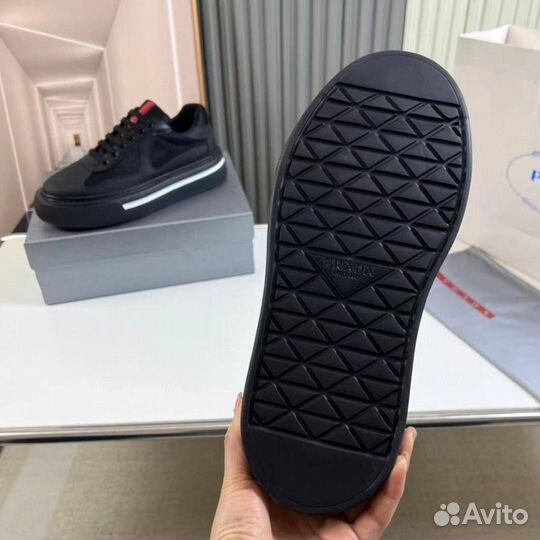 Кеды мужские Prada кожа текстиль