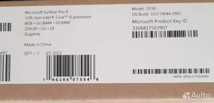 Microsoft surface pro 9 i5 256GB