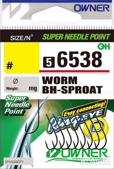 Крючок owner 56538 worm BH-sproat BC