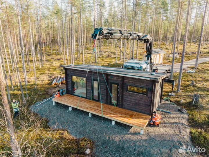 Модульный Финский дом баня не бочка из бруса viki