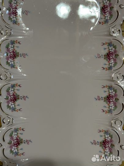 Блюдо -розовый фарфор “H&C”-50 см.Чехия