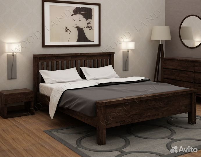 Кровать двухспальная массив дерева