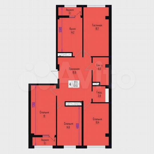 1-к. квартира, 50 м², 3/11 эт.