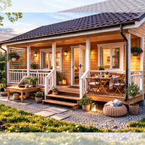 Дачный дом 48 м² с террасой Проект «Ангара»