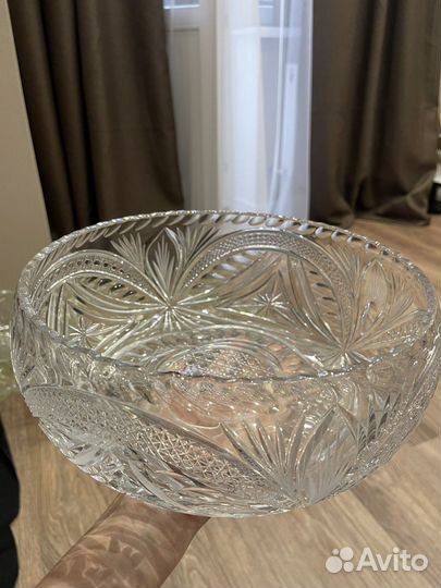 Большая хрустальная ваза для фруктов, конфет