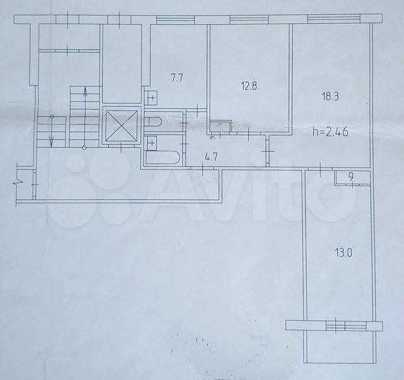 3-к. квартира, 62,8 м², 1/9 эт.
