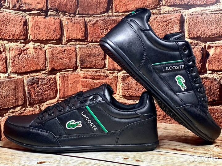 Кеды lacoste черные натуральная кожа