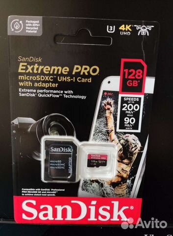 Карта памяти SanDisk Extreme Pro 128 гб