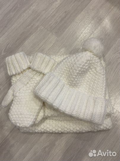 Комплект шапка и шарф варежки женские